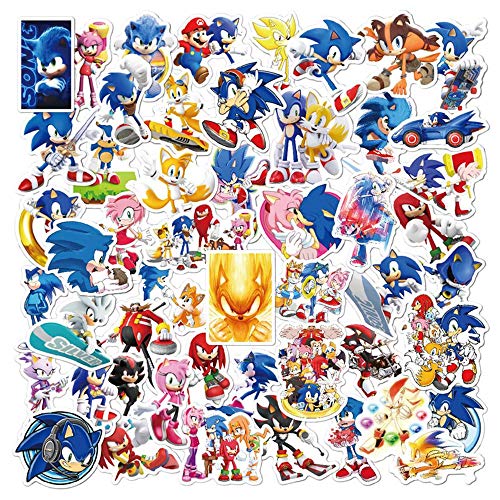 50PCS Sonic Pegatinas Pegatina Anime Manga Etiqueta de Vinilo Impermeable para Botella Ordenador Portátil Carcasa de Móvil Patineta Pegatinas Regalo para Niños Fans