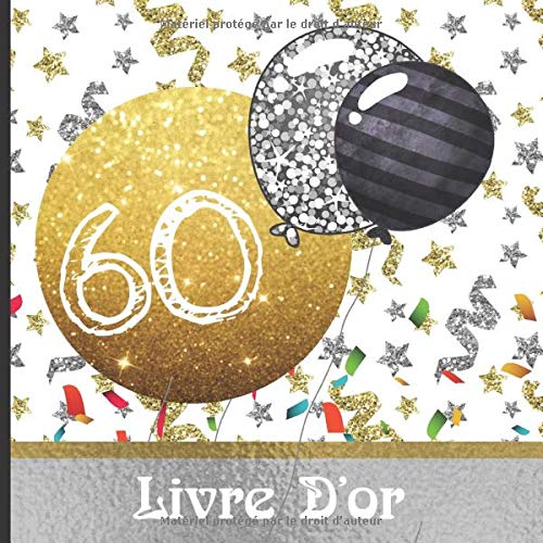 60:Livre d'or: Joyeuse célébration du 60e anniversaire, livre commémoratif de signature et de message d'invité