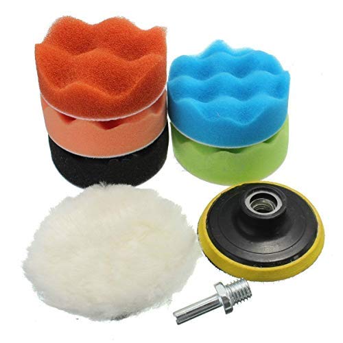 7PZ 4/5/6/7" esponja de pulido Ceretta Pad Lucidatrice Kit Set Compuesto Auto Car Polisher + M14 Drill Kit Adaptador