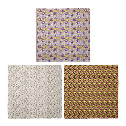 ABAKUHAUS Pack de 3 Bandanas Unisex, Vibrante Fondos Flores brotes Pétalos Ramas Cierre de vista de escena, Multicolor