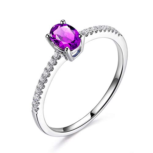 Adokiss plata de ley ovalada Purple White Cubic Zirconia