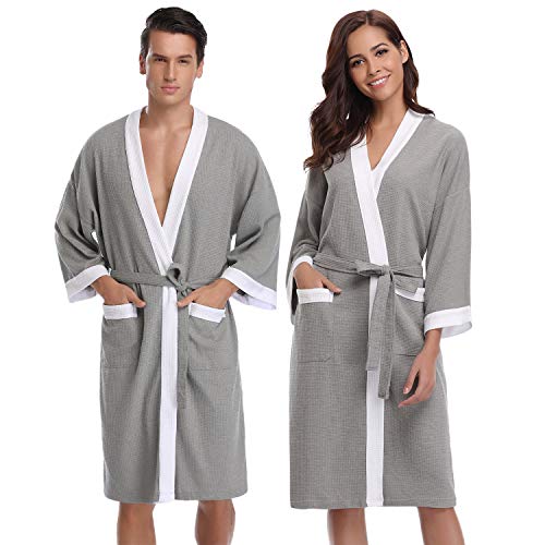 Aibrou Unisex Albornoz Mujer Hombre Primavera Verano Batas y Kimonos Invierno con Cinturón, Muy Suave Cómodo Fino Ligero y Agradable para Hombre o Mujer