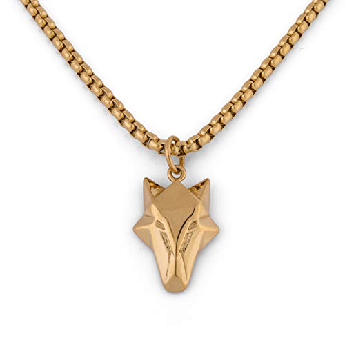 Akitsune Vulpes Colgante Incl. 70cm Cadena | Collar Mujer Hombre Acero Inoxidable Zorro Animal Design Style - Gold