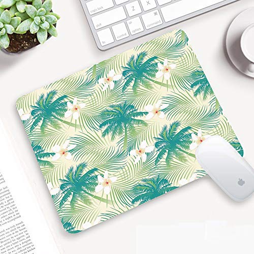 Alfombrilla Ratón 320x250 mm,Hoja, Oceanic Island Palm Tree Leaves con papaya Crepe Ginger Flowers Lá,Antideslizante e Alfombrilla goma Impermeable Ideal para Portátil, Teclado, Gaming Hogar y Oficina