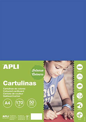 APLI 16502 - Cartulina azul medio A4 170 g 50 hojas