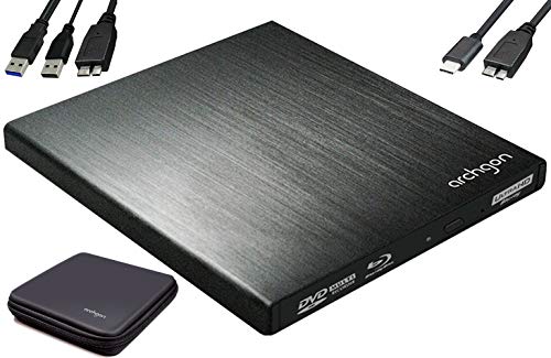 archgon Star UHD 4K-Ultra HD BD Reproductor Player Externo, lectores grabadora de BLU-Ray BDXL para PC USB 3.0 USB-C, M-Disc, Caja de protección, Unidad bluray Externa, Lector UHD, ALU Negro