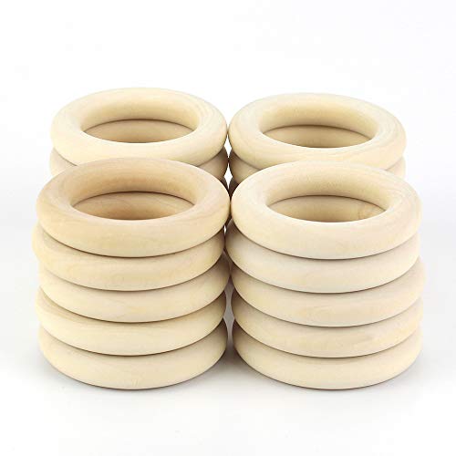 ARTESTAR 20 Piezas (55MM) Anillos de Madera Natural Anillos sin Terminar Círculo de Artesanía para el Hogar de Bricolaje, Accesorios para Hacer Joyas, Atrapasueños, Adecuado para Decoracion Hogar