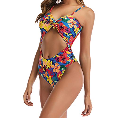 Aztnrwen Totems Tribales Africanos De Las Mujeres Que Imprimen El Recorte Acolchado De Talle Alto Push-Up Bikini Traje De Baño Sexy Totem Print Bikini Traje De Baño | Flor colorida