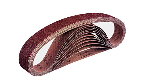 Bandas de lija de tejido (12 unidades, 10 x 330 mm, 2 unidades de grano 40/60/80/120/180/240, compatibles con limas de cinta, papel de lija, paquete mixto)