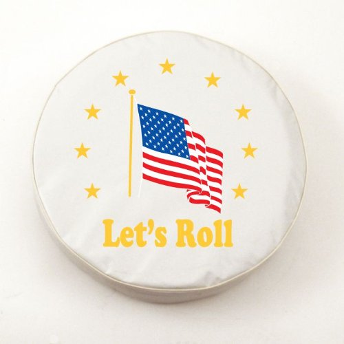 Bandera Americana Lets Roll neumático tapa de vinilo blanco, 27 Inch x 8 Inch, Blanco