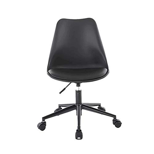 Bdesign Silla de Oficina Simple de la Silla de la Silla de la Silla de la computadora de la Silla de la computadora Media Posterior con Soporte Lumbar cómodo, Altura Ajustable: 10cm (Color : Black)