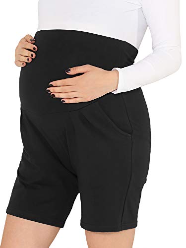 Be Mammy Pantalones Premamá Cortos Shorts Ropa Verano BE20-234(Negro, XXL)