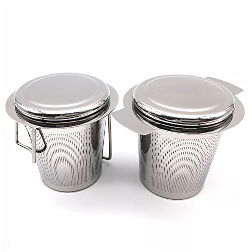 BITEYI Infusor de Té en Acero Inoxidable Malla Extrafino Colador y Filtro de té,con Tapa y Mango(Conjunto de 2)