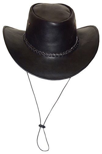 Black Jungle Broome Sombrero de Piel, Sombrero del Oeste de Australia, Sombrero de Vaquero (Negro, L)