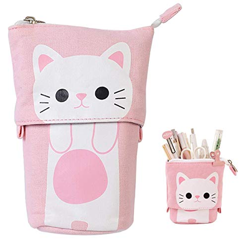 Bolsa de lápices para niños, estuche Pencil Case Monedero Gato Schema Cute Bolso Maquillaje Portalápices con Cremallera 19 x 12,5 x 7,5 cm