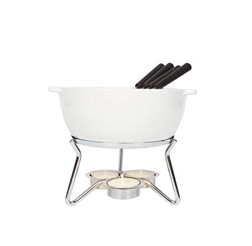 Boska Juego de fondue de queso Party - Apto para la microonda - Cerámico - Aperitivos para 4 personas - Blanco - 750 ml