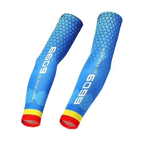 Bwiv Unisex Manguitos del Brazo para Deportes Anti UV UPF 40+ en Forma de Panal Manguitos refrescantes para Actividades al Aire Libre 1 par Azul M