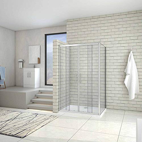 Cabina de Ducha Mampara de Ducha Rectangular Puerta Corredera Cristal Templado 5 MM 140x90x190cm