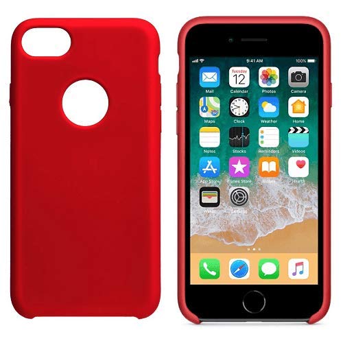 CABLEPELADO Funda Silicona Compatible con iPhone 8 Agujero Logo Textura Suave Color Rojo