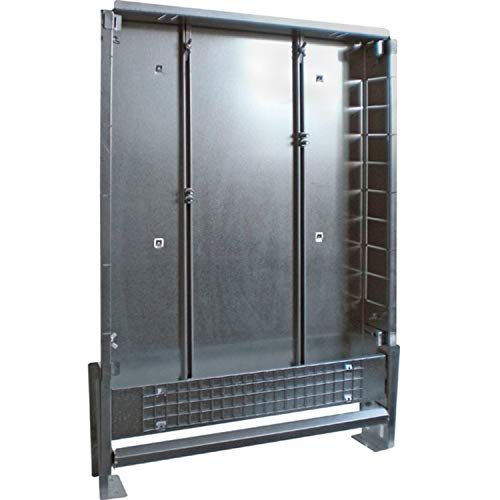 Caja para colectores CI Vario 110 de 8 a 10 salidas, fabricada en acero galvanizado de 1 milímetro de grosor, con barra curvatubos y pletina para recepción del yeso, color acero (referencia 1048117)