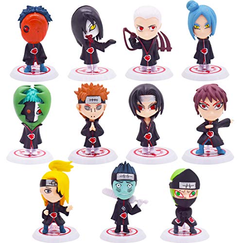 Cake Topper - YUESEN 11pcs Naruto Mini Juego de Figuras Niños Mini Juguetes Baby Shower Fiesta de cumpleaños Pastel Decoración Suministros