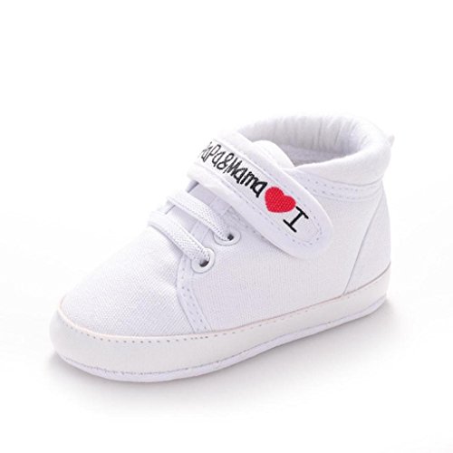 Calzado Auxma Infantil del bebé del niño de la Muchacha del Muchacho Sole Suave Zapatilla de Deporte para niños pequeños (12-18 Meses, Blanco)