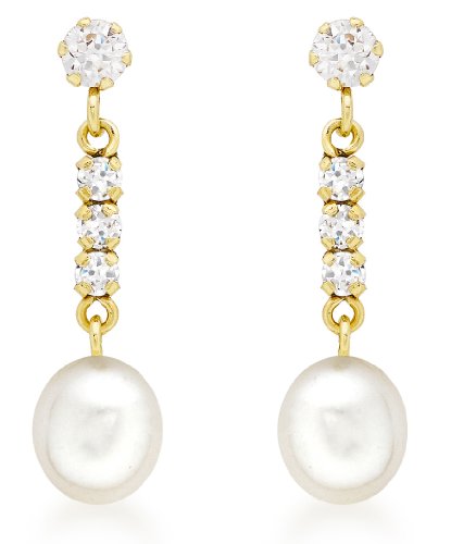 Carissima Gold Pendientes de mujer con oro amarillo de 9 quilates (375/1000), perla