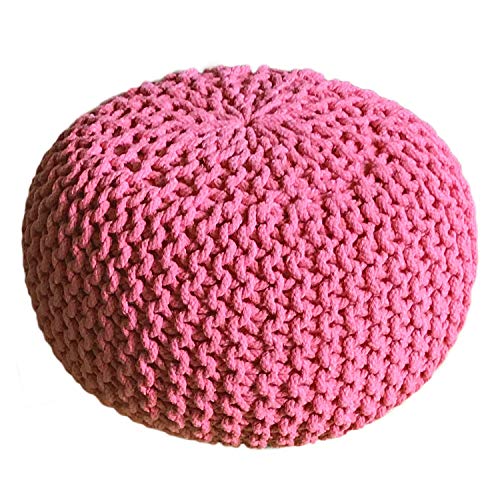casamia Puf - Puf de punto (55 cm de diámetro, 37 cm de alto), color rosa