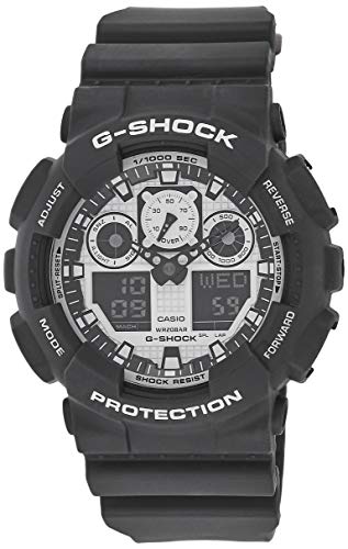 Casio G-SHOCK Reloj Analógico-Digital, 20 BAR, Blanco/Negro, para Hombre, GA-100BW-1AER