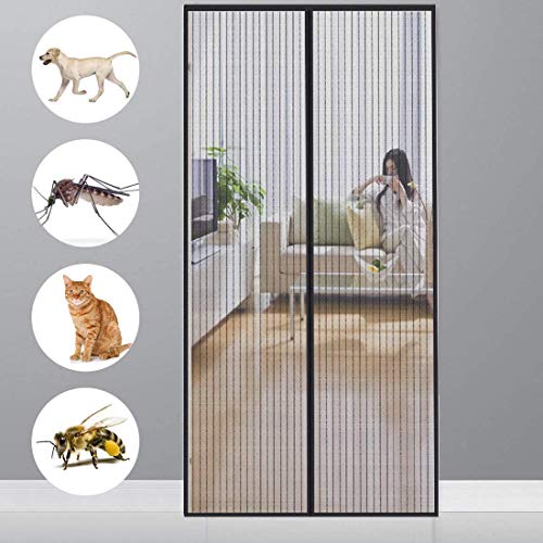 CHENG Cortinas mosquiteras para Puertas 85x210cm, Mosquitera Magnética para Puertas, Cerrado automáticamente Plegable, Circulacion de Aire, Puertas/para Pasillos - Negro