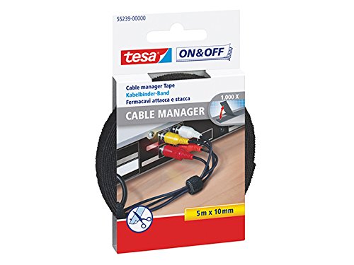 Cinta para agrupar cables tesa On & Off (5 m x 10 mm), color negro