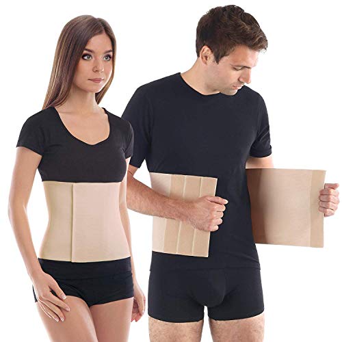 Cinturón postoperatorio abdominal con algodón Faja postparto y postoperatorio Apoyo de los músculos abdominales y lumbosacro Altura 24 cm Unisex X-Large Beige