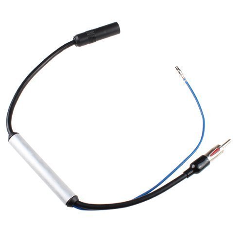 Cocar Coche Inline Antena ISO DIN Radio FM y AM Estéreo Señal Amp Amplificador Booster Cable (Engatusar Macho a Hembra) w / Poder Entrada