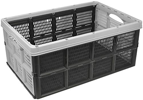 com-four® Caja Plegable de 32 litros - Caja de Transporte con Asas - Caja de almacenaje Robusta - Cesta de la Compra Plegable (50.5x33x22cm - 01 Pieza - Gris Claro)