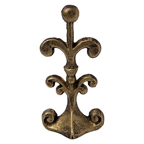 Comfify Tapón de Puerta de Hierro Fundido Fleur de lis | Tapón de Puerta Decorativo en Forma de cuña | Fondo de Fieltro Acolchado Resistente a los arañazos | Diseño Vintage | 4x3,5x7,75