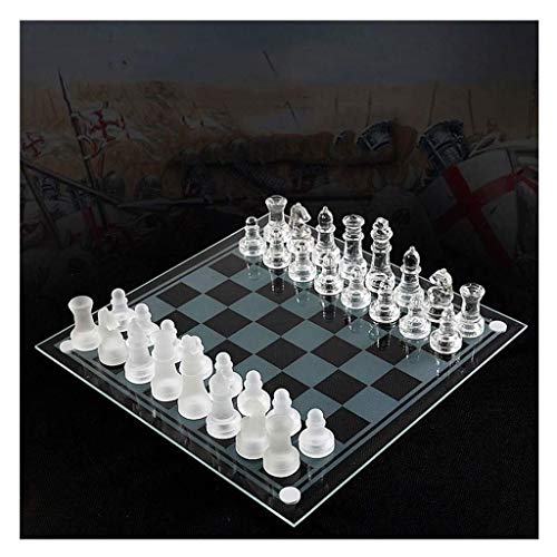 Conjunto de ajedrez, juego de ajedrez juego de ajedrez de vidrio juego K9 Glass Chess Game Medium Packaging International Chess Game International Chess Set Board Juego de ajedrez (ejercicio de pensam