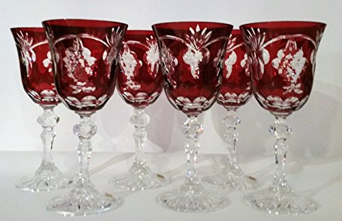 Cristal de Bohemia Tallado – Copas de vino rojo racimo forma abierta pie Calice cristal de Bohemia