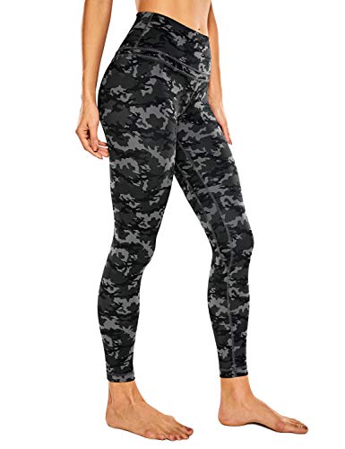 CRZ YOGA Mujer Naked Feeling Deportivos 7/8 Leggings Yoga Fitness Pantalon de Cintura Alta con Bolsillos-63cm Camo Multi 1-R009 36