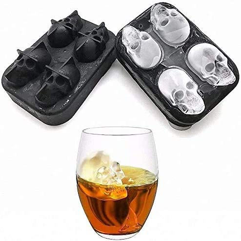 Cubitera Hielos Moldes de 3D Cráneos para Cubitos de Hielos 4-en-1 Cute & Divertida Silicona Sin BPA Bandeja de Hielo Facilisimo Sacarlos para Whisky, Cócteles, Mojito, Dulce, Cola, Zumo etc