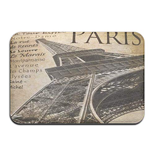 DaiMex Felpudo Alfombrilla Antideslizante Alfombra Antideslizante 40X60CM Francia La Torre Eiffel y los Lugares Famosos de París Texto francés Antiguo Antiguo