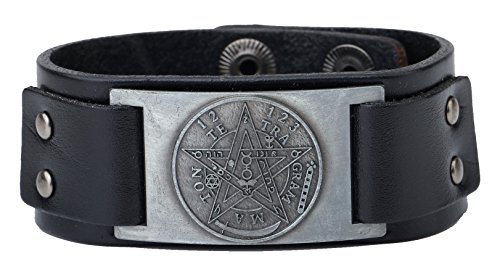 Dawapara Pulsera de metal con conector de metal para hombre (negro y plata)