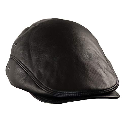 Dazoriginal Boina Cuero Casquillos Plano Gorra Piel Gatsby Sombrero Hombre Beret 55-64CM (Negro 59-64cm)