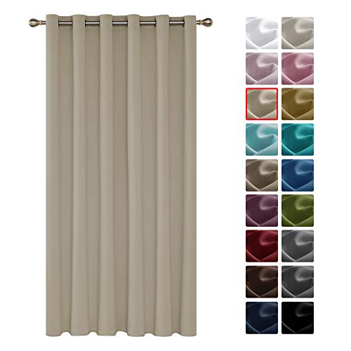 Deconovo Cortinas Opacas Salon Habitación Aislantes Térmicas para Dormitorio 1 Pieza con Ojales 200 x 290 cm Beige Oscuro