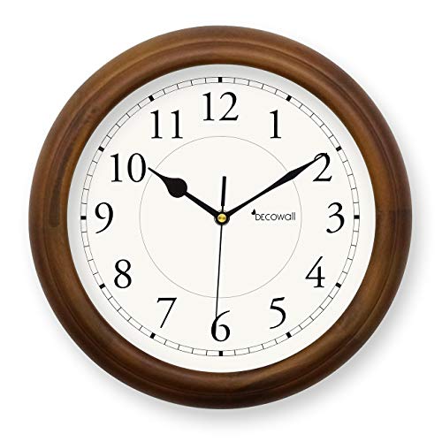 DECOWALL DSH-W32BS 12.6" Sin Tictac Reloj de Pared Silencioso Bricolaje Madera Moderno Decoración para Hogar Habitación Vivienda Dormitorios Oficina Cocina (32cm, Marrón)