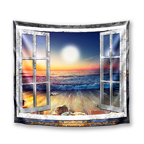 DekoArte - Tapiz Moderno De Pared Impresión Artística Digitalizada | Tela poliéster 100% decoración para Tu Salón o Dormitorio | Estilo Paisaje Playa, Mar, Puesta De Sol, Horizonte | 150 x 130 cm