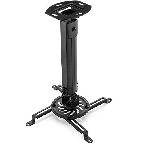 deleyCON Soporte para Proyectores Universal +-15° Inclinable 360° Giratorio hasta 13,5Kg Altura Ajustable 380mm-580mm - Negro