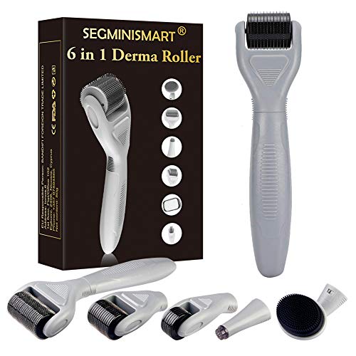 Derma Roller, Dermaroller, Dermaroller Titanio, Dermaroller Facial, Rodillo Agujas, 6 en 1 Derma Roller por para reducir arrugas, puntos oscuros, cicatrices, celulitis, estrías