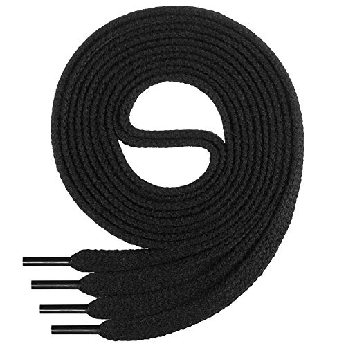 Di Ficchiano - Cordones planos de algodón 100% para zapatillas y calzado deportivo, muy resistentes, aprox. 7 mm de ancho, 45-200 cm de longitud, fabricado en Europa, Unisex, Negro
, 110