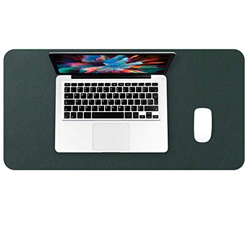 DOBAOJIA Alfombrilla de Ratón Extendida Mousepad Tapete de Escritura Estera Oficina Alfombrilla Escritorio Protector Escritorio, Cuero PU Impermeable + Gamuza Antideslizante (60 x 30 cm Verde Oscuro)