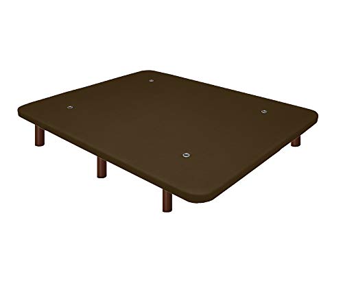 Duérmete Online Base Tapizada 3D Reforzada | Anti Ruido con 5 Barras de Refuerzo | Válvulas de Ventilación | 6 Patas Madera Color Wengue, Chocolate, 135x190